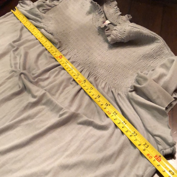 Xhilaration flutter sleeve high ruffle neck upper bodice tucking and crochet hem - Picture 8 of 11